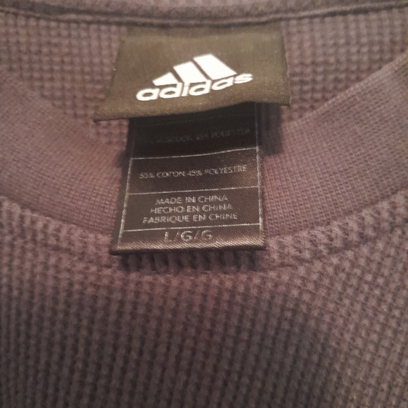Adidas long sleeve thermal shirt, charcoal gray w/ black stripes..men's large - Picture 2 of 3